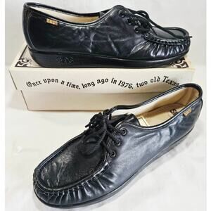 SAS Women's Siesta Black Leather Lace-Up Comfort Shoes Size 10N New In Box